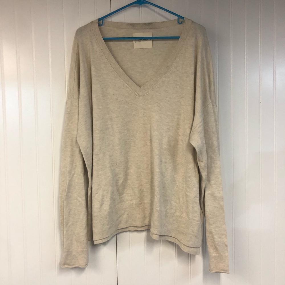 Lucky Brand Cream V-Neck Sweater XL Neutral